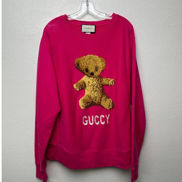 Gucci Women’s Pink Sweater Teddy Bear Graphic L - Picture 3 of 14